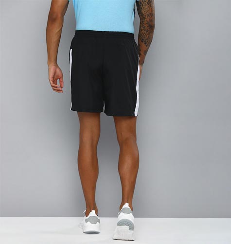 Men Black Zippered Regular Fit Woven Sports Shorts